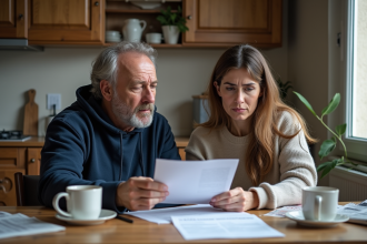 Couple d'adultes examinant des documents d'immigration à Paris