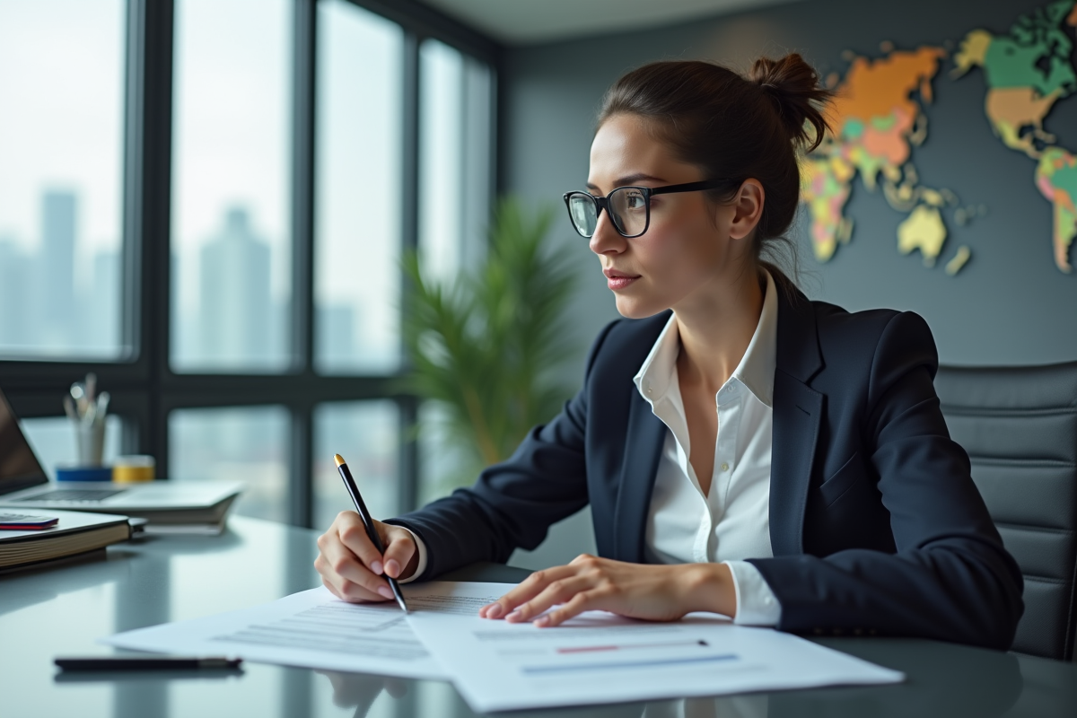 Jeune femme gestionnaire de logistique en réunion