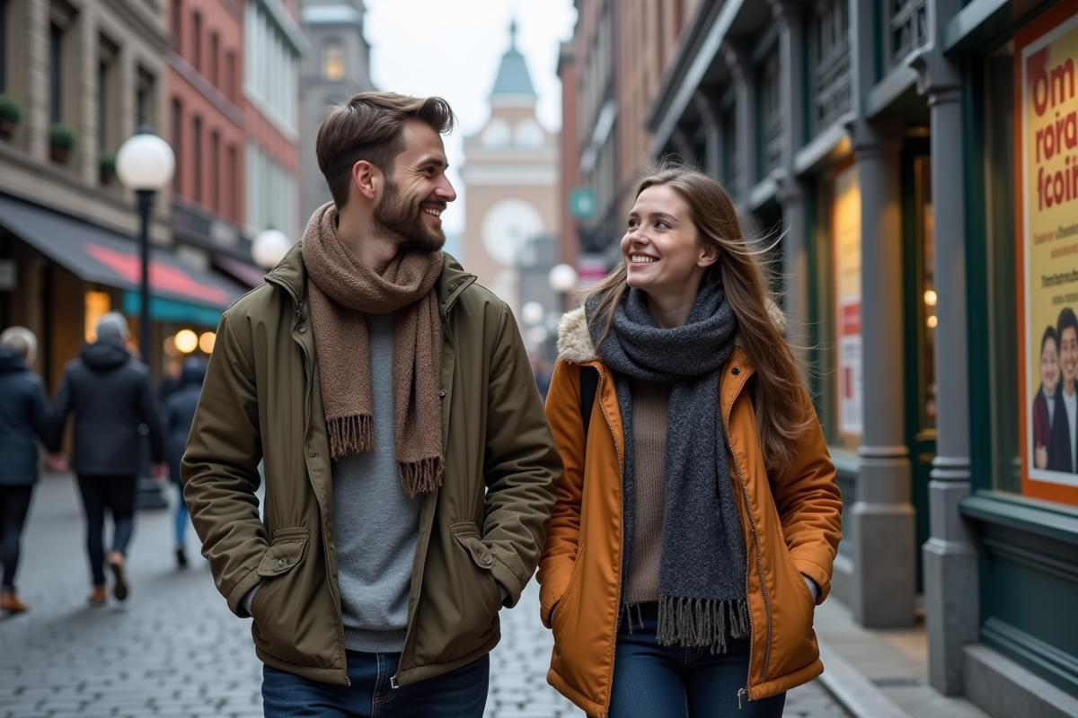 Jeunes étudiants bilingues dans la rue de Montreal